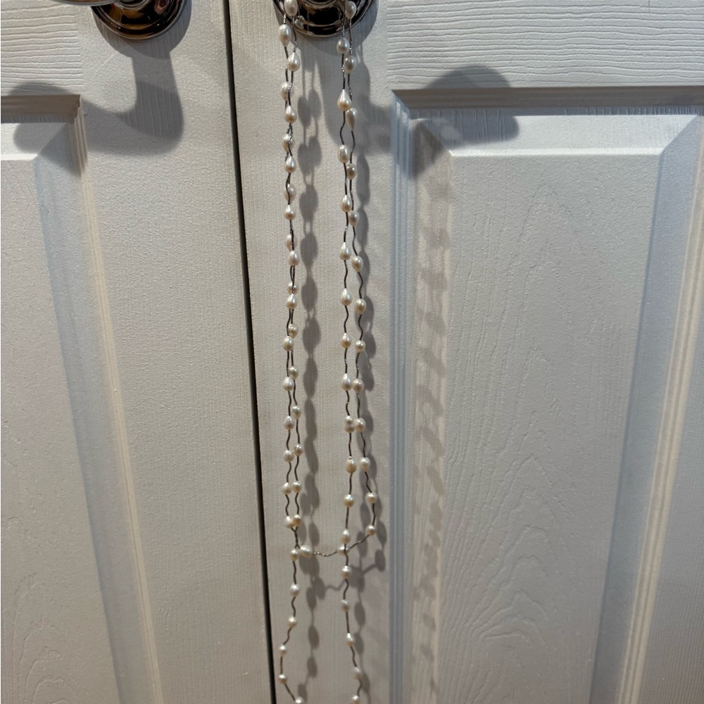 Floating Pearl Beaded Necklaces. Set of two.